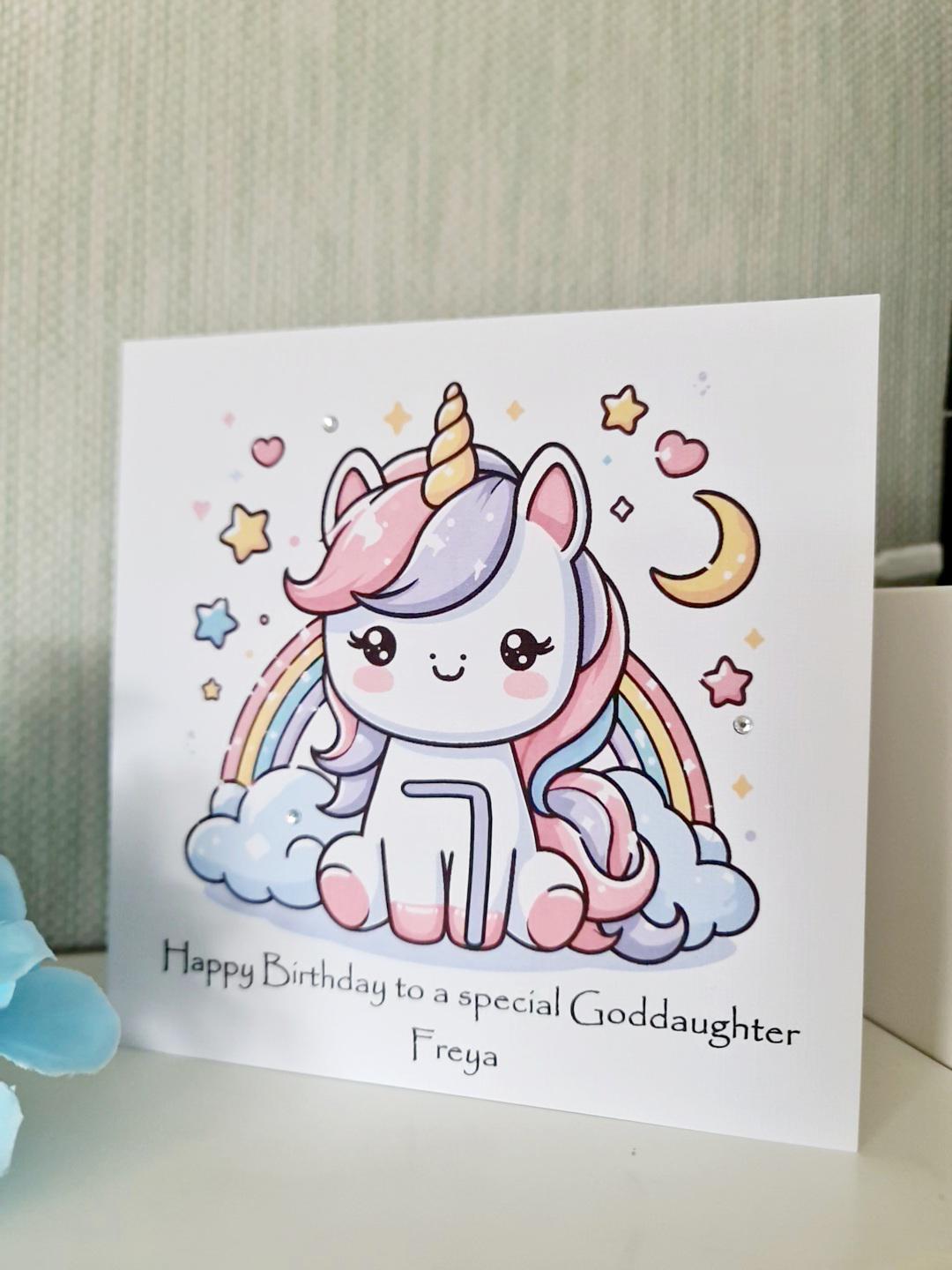 Personalised Unicorn Age Birthday Card
