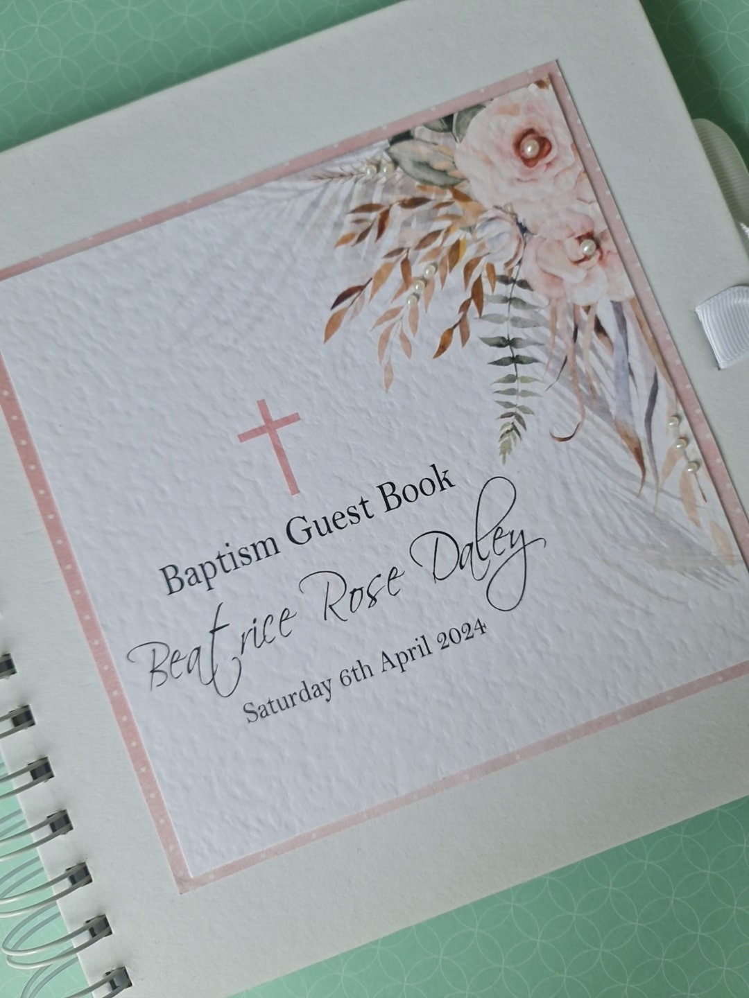Personalised Boho Christening Guest Book