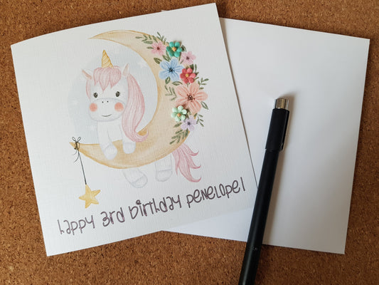 Personalised Unicorn Birthday Card