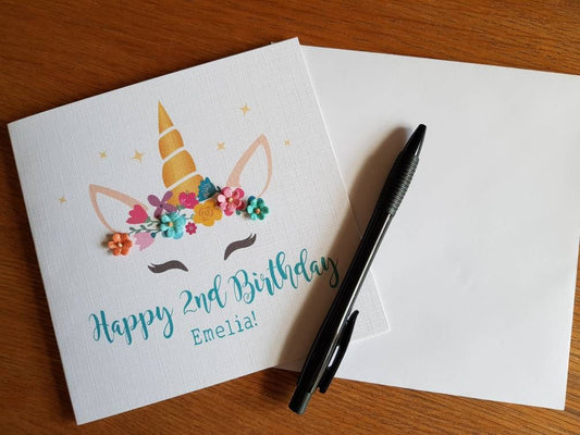 Personalised Unicorn Age Birthday Card