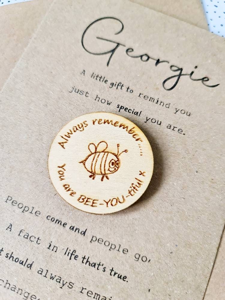 Personalised Wooden Motivational you are BEE-YOU-tiful Token Gift