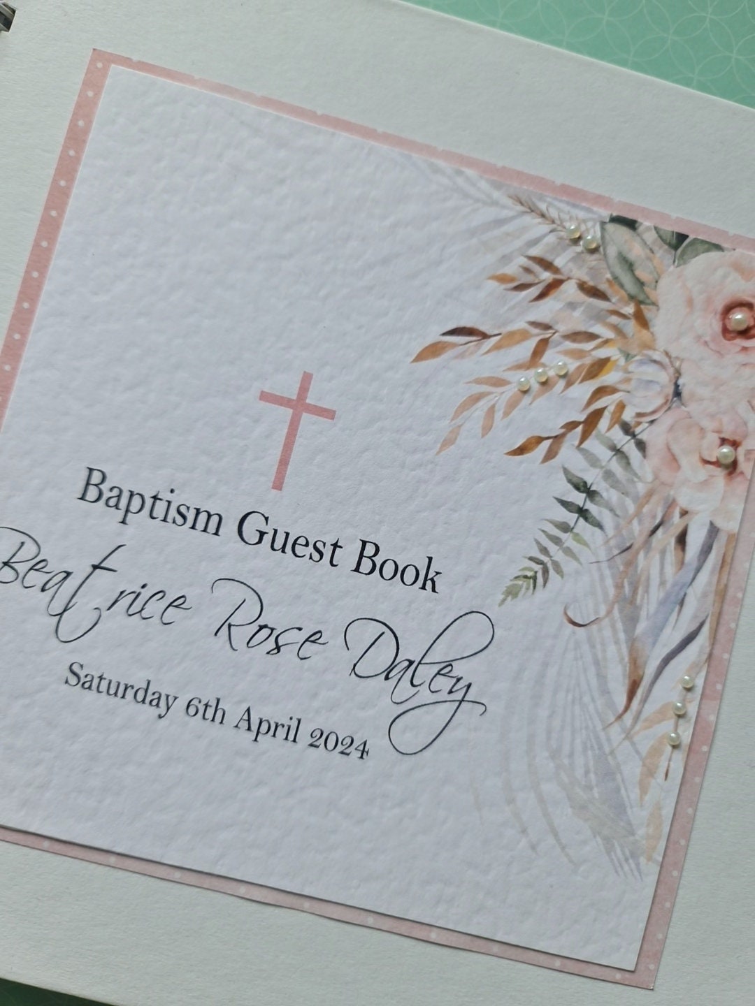 Personalised Boho Christening Guest Book