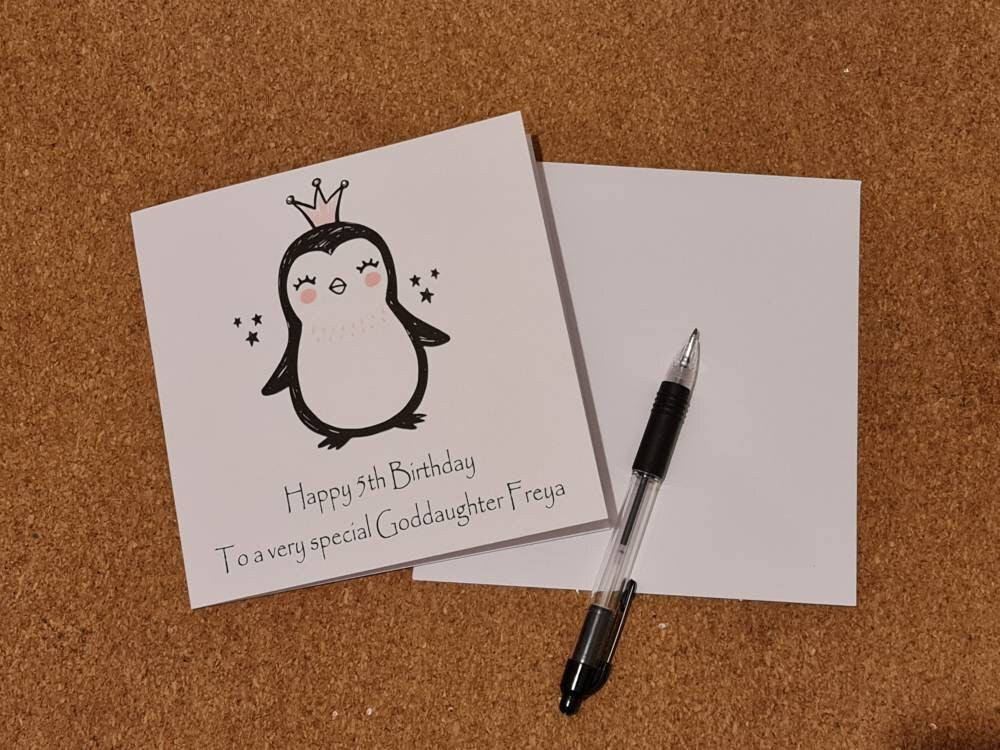 Personalised Penguin Age Birthday Card