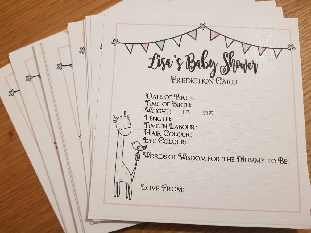 Personalised Baby Shower Prediction Cards Boy