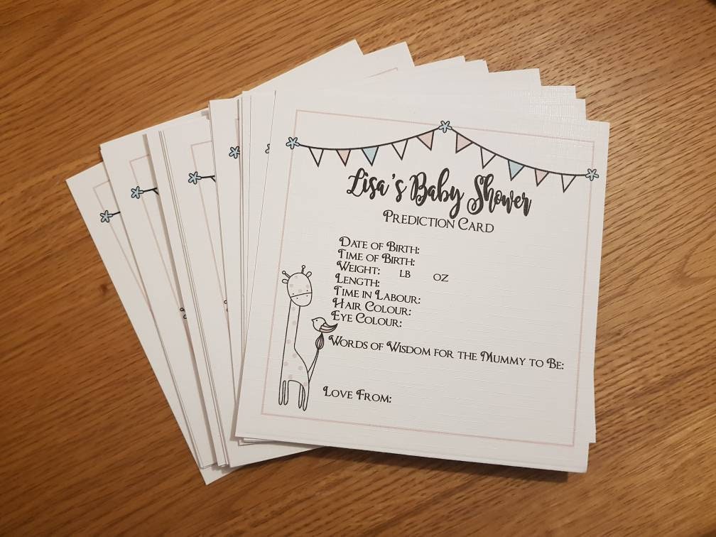 Personalised Baby Shower Prediction Cards Girl