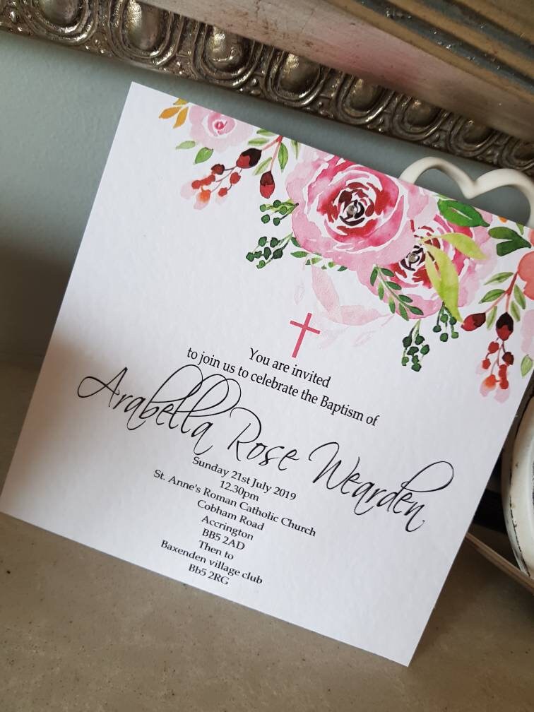 Personalised Floral Invitations (Pack of 10)