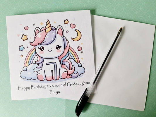 Personalised Unicorn Age Birthday Card