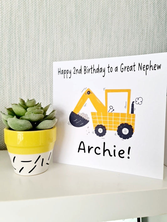 Personalised Digger Birthday Card