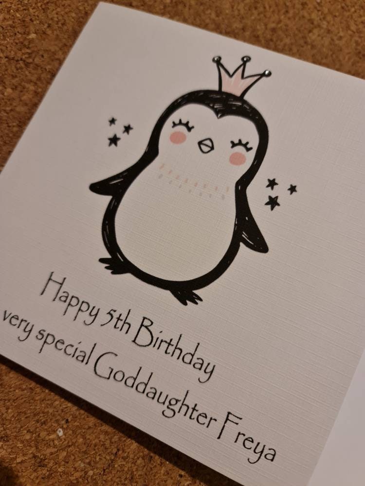 Personalised Penguin Age Birthday Card