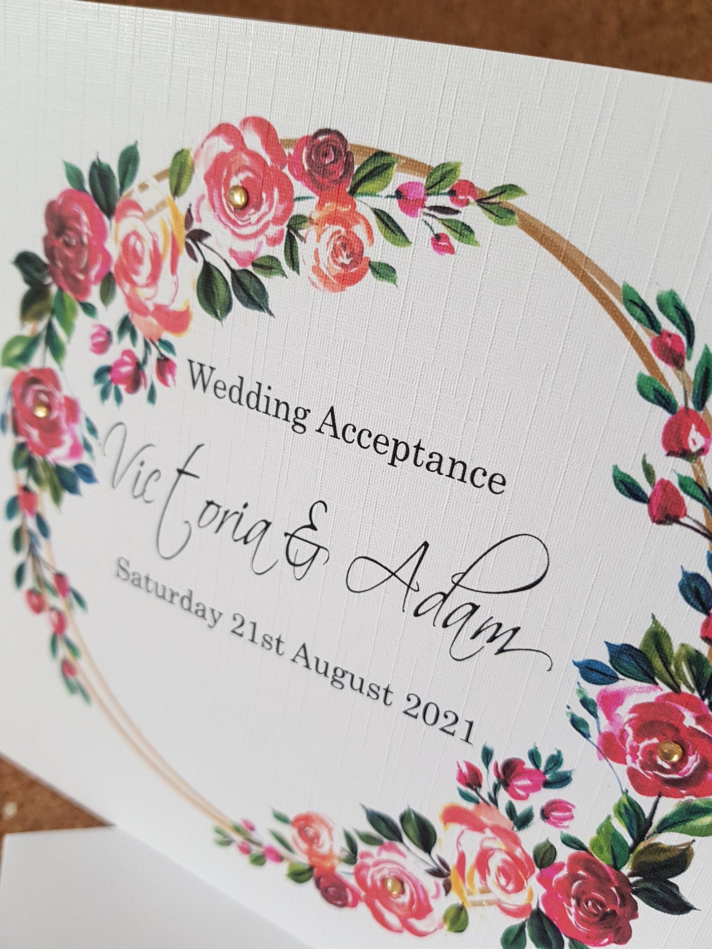 Personalised Wedding Acceptance/ RVSP Card