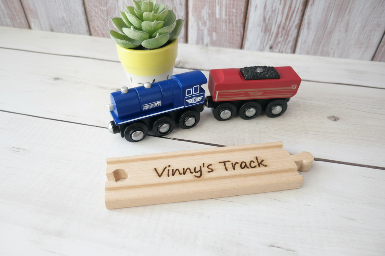 Personalised Wooden Train Track Piece